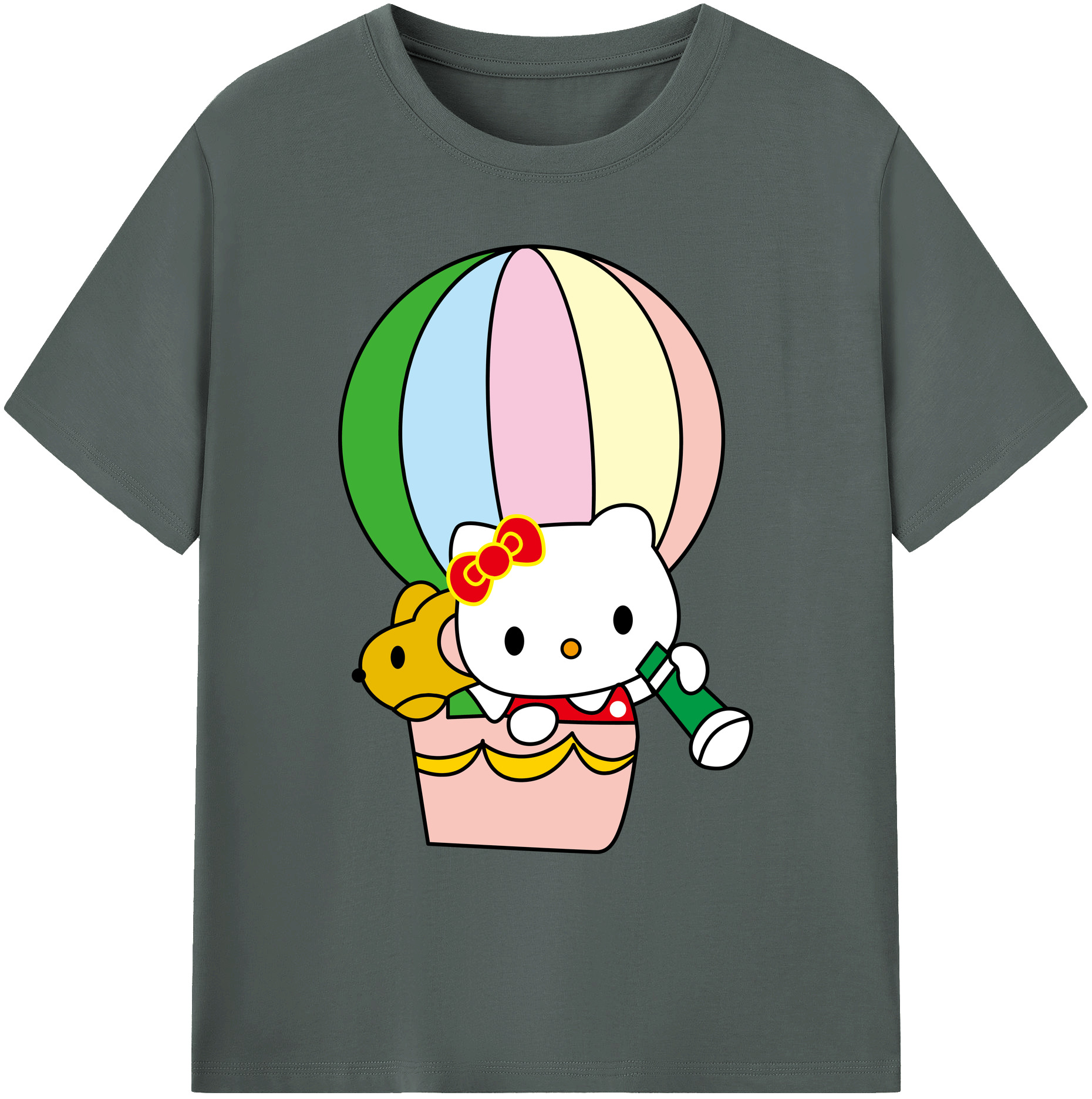 （画像用） Hello Kitty ハローキティ 綿100％ メンズ半袖Tシャツ｜肌触りやわらか＆通気性